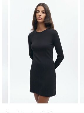 KOTN Black Long-Sleeve Crewneck Mini Dress